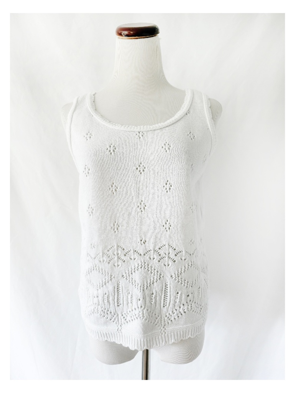 Vintage White Cotton Sweater Tank Medium